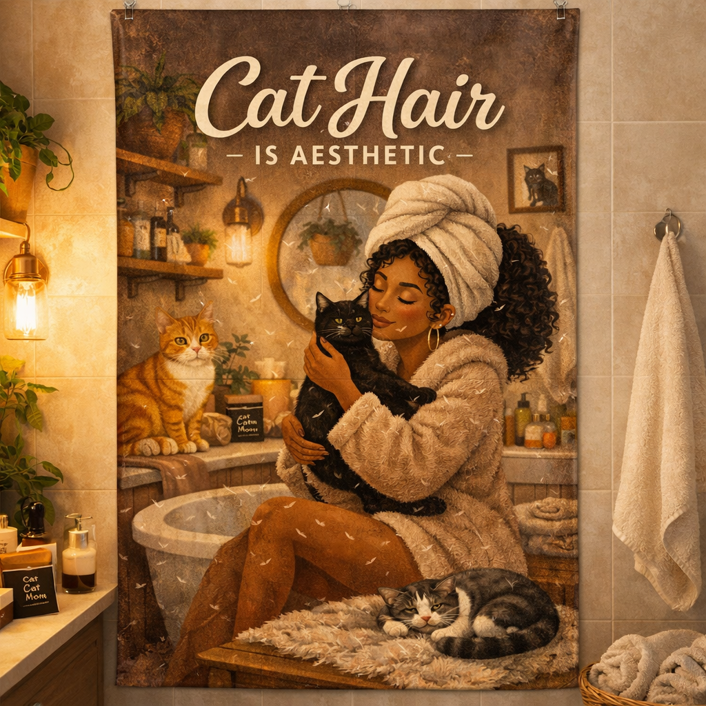 Cat Hair Is Aesthetic Satin Poster