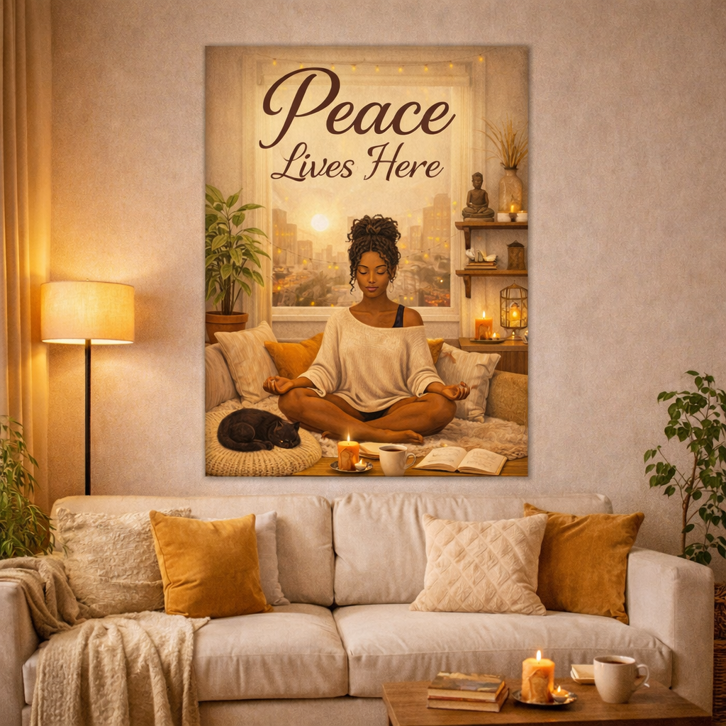 Peace Lives Here Satin Poster