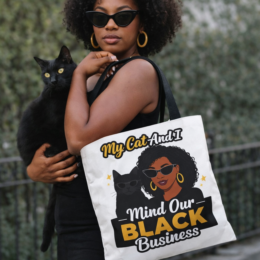 My Cat And I Mind Our Black Business Tote Bag