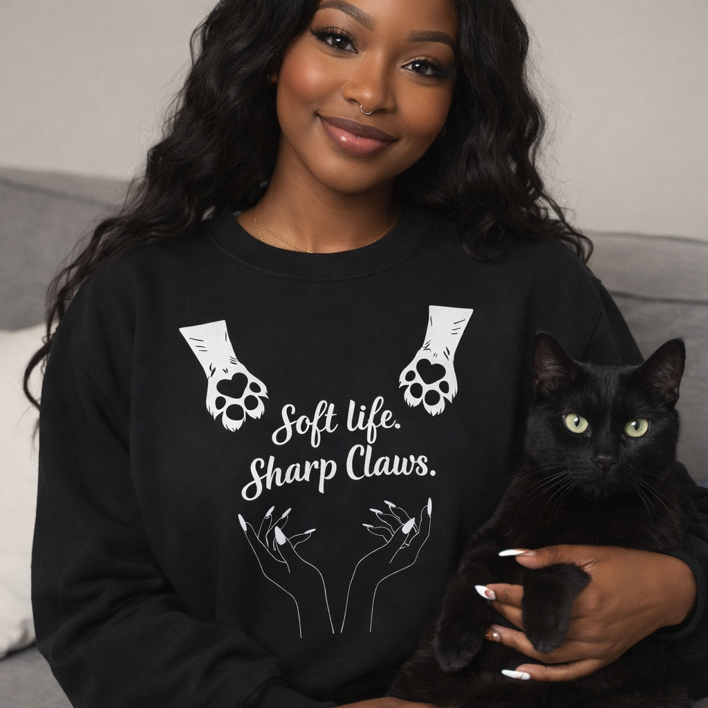 Soft Life. Sharp Claws. Crewneck